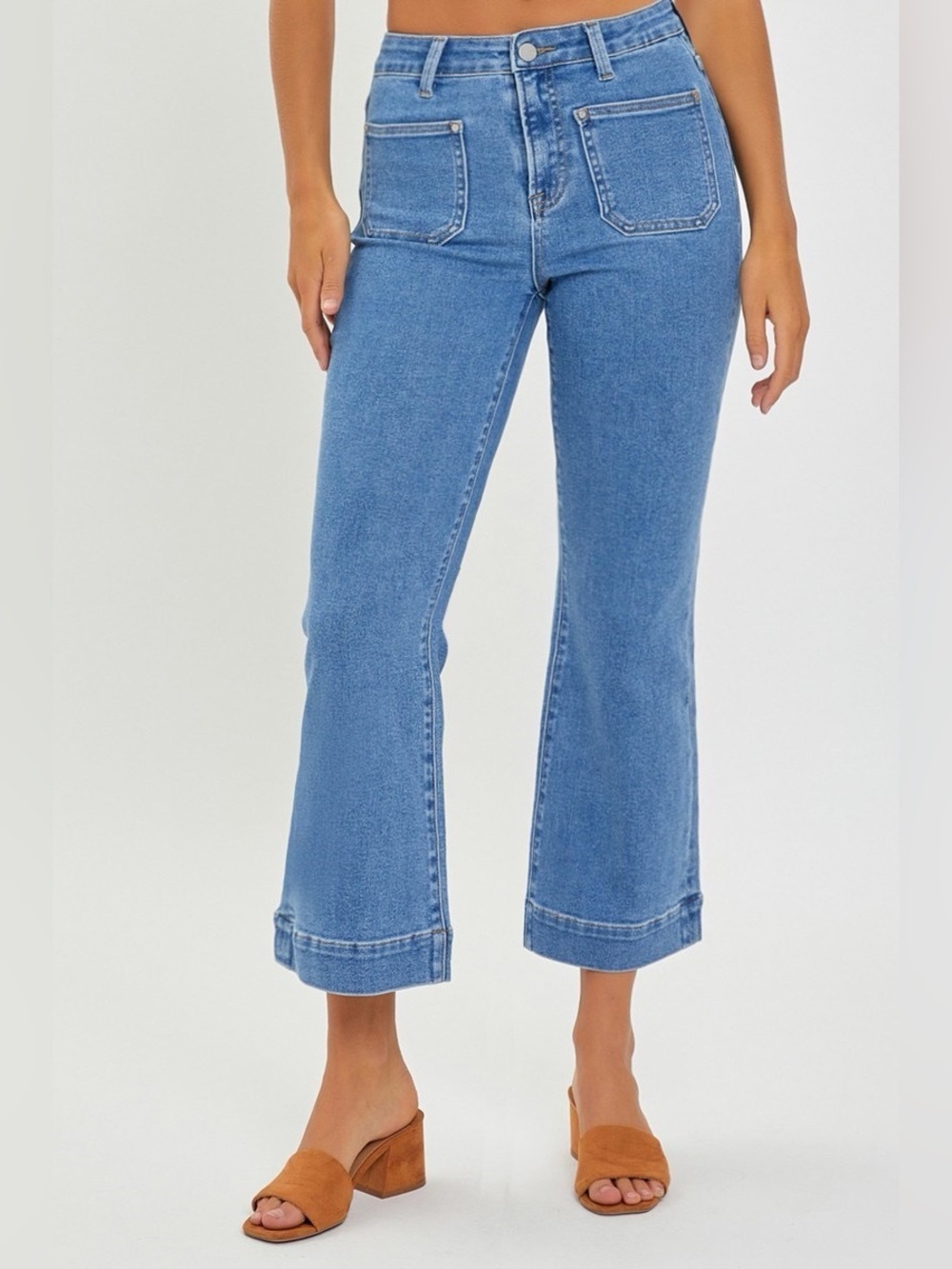Classic Cropped Wide-Leg Women’s Jeans - Light Blue
